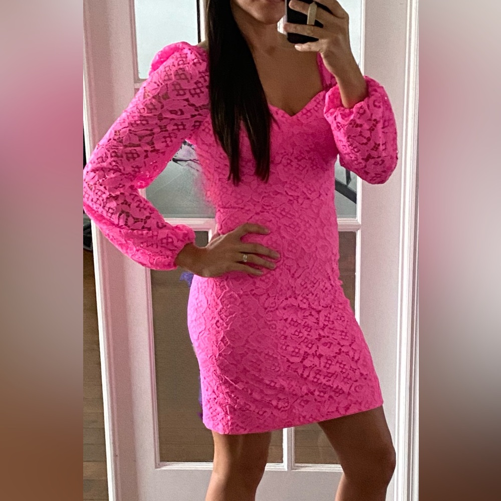 Lilly Pulitzer Vibrant Pink Long Sleeve Dress